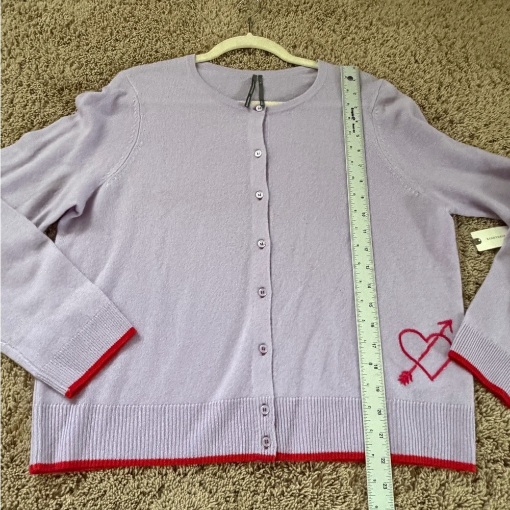 NWT XL fits large Anthropologie Juliet cashmere cardigan sweater je taime heart - Picture 14 of 16
